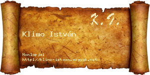 Klimo István névjegykártya